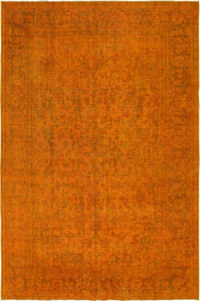 handmade Vintage Vintage Orange Brown Hand Knotted RECTANGLE 100% WOOL area rug 8x11