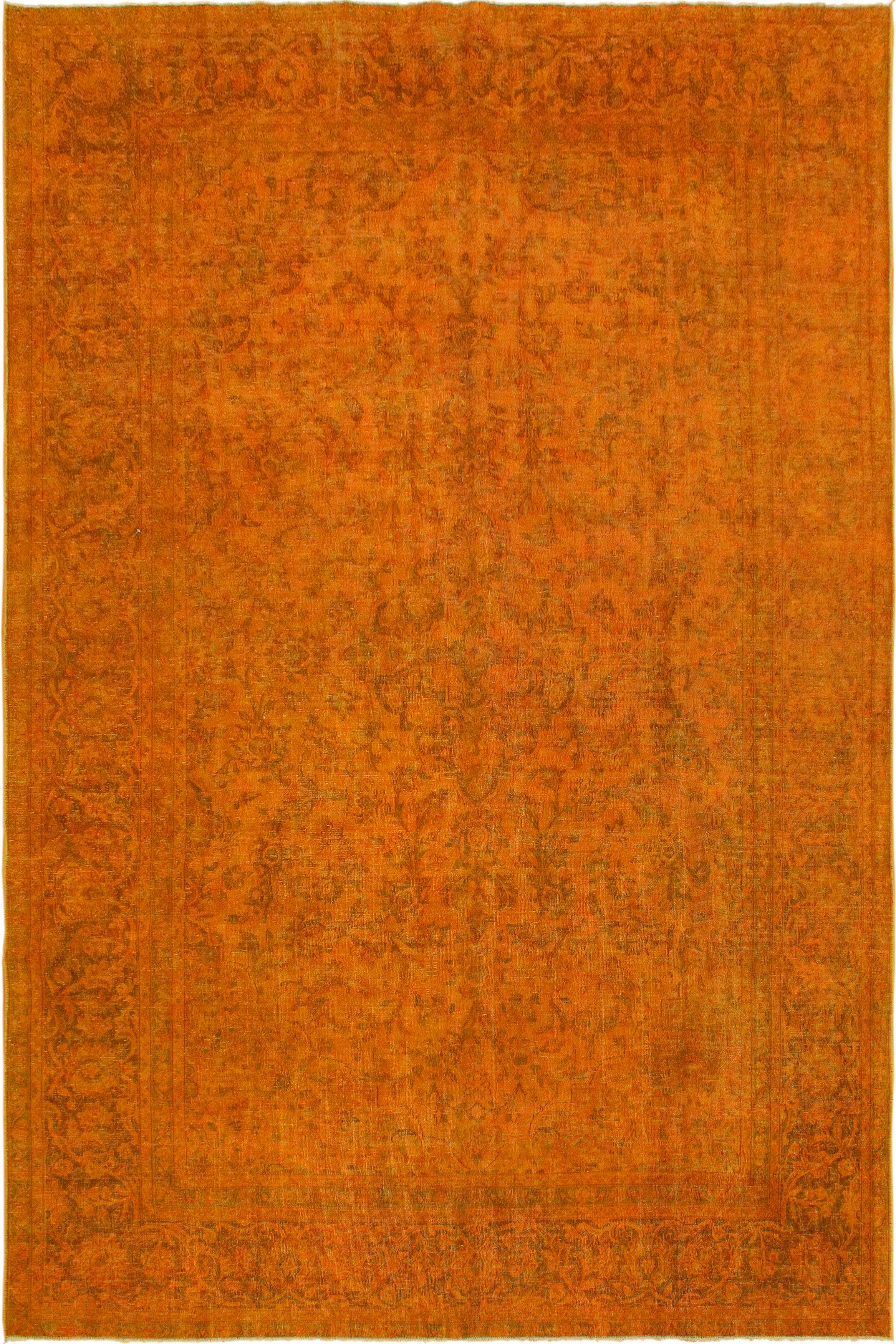Vintage Distressed Persian Patience Orange/Brown Wool Rug - 7'8''X11'5''