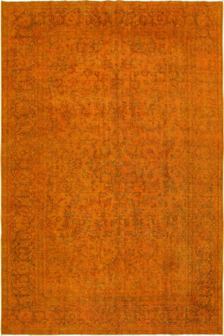Vintage Distressed Persian Patience Orange/Brown Wool Rug - 7'8''X11'5''