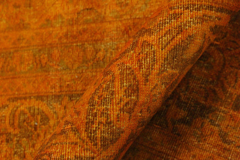 handmade Modern Vintage Orange Brown Hand Knotted RECTANGLE 100% WOOL area rug 8' x 11'