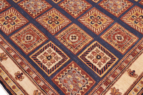 handmade Geometric Berjusta Blue Beige Hand Knotted RECTANGLE 100% WOOL area rug 8' x 10'