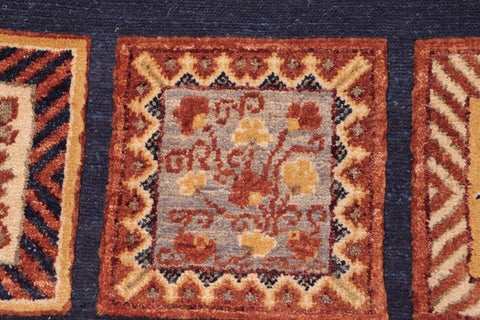 handmade Geometric Berjusta Blue Beige Hand Knotted RECTANGLE 100% WOOL area rug 8' x 10'