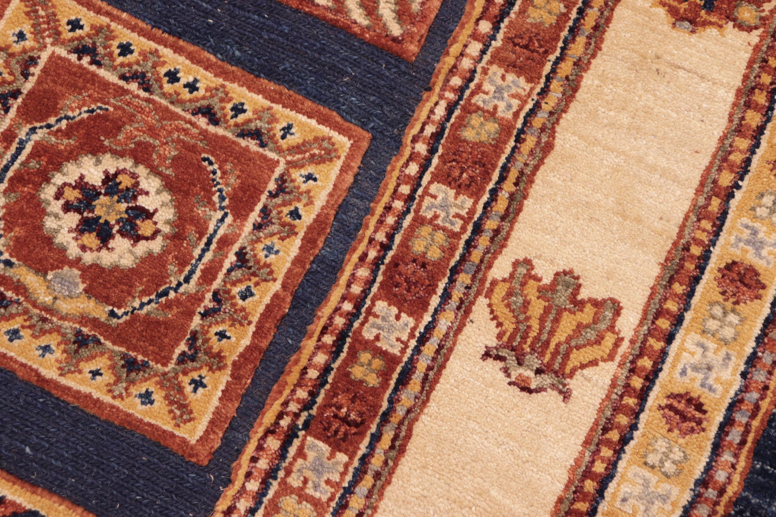 handmade Geometric Berjusta Blue Beige Hand Knotted RECTANGLE 100% WOOL area rug 8' x 10'
