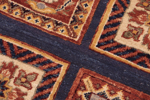 handmade Geometric Berjusta Blue Beige Hand Knotted RECTANGLE 100% WOOL area rug 8' x 10'