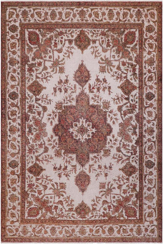 handmade Vintage Vintage Beige Red Hand Knotted RECTANGLE 100% WOOL area rug 8x10