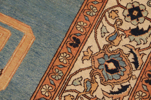 handmade Traditional Kafkaz Blue Beige Hand Knotted RECTANGLE 100% WOOL area rug 9' x 12'