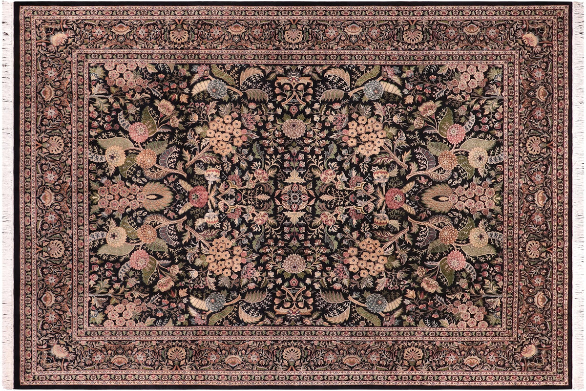 handmade Traditional Nagi Black Black Hand Knotted RECTANGLE 100% WOOL area rug 9x12