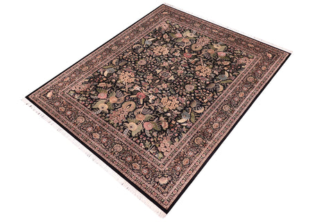 handmade Traditional Nagi Black Black Hand Knotted RECTANGLE 100% WOOL area rug 9x12