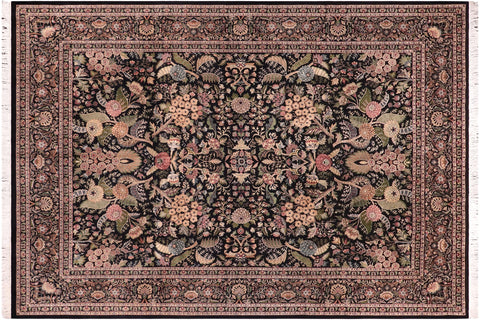 handmade Traditional Nagi Black Black Hand Knotted RECTANGLE 100% WOOL area rug 9x12