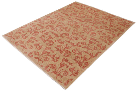 handmade Modern Kafkaz Tan Rust Hand Knotted RECTANGLE 100% WOOL area rug 9' x 12'