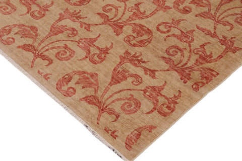 handmade Modern Kafkaz Tan Rust Hand Knotted RECTANGLE 100% WOOL area rug 9' x 12'