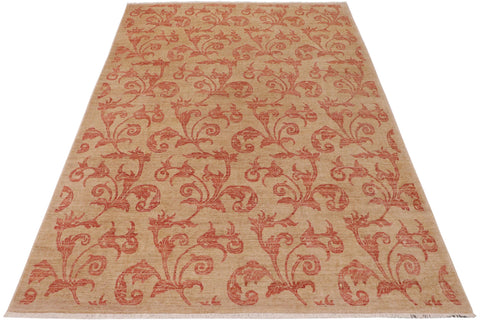handmade Modern Kafkaz Tan Rust Hand Knotted RECTANGLE 100% WOOL area rug 9' x 12'