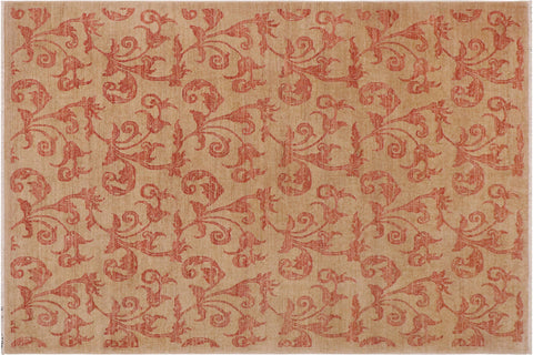 handmade Modern Kafkaz Tan Rust Hand Knotted RECTANGLE 100% WOOL area rug 9' x 12'