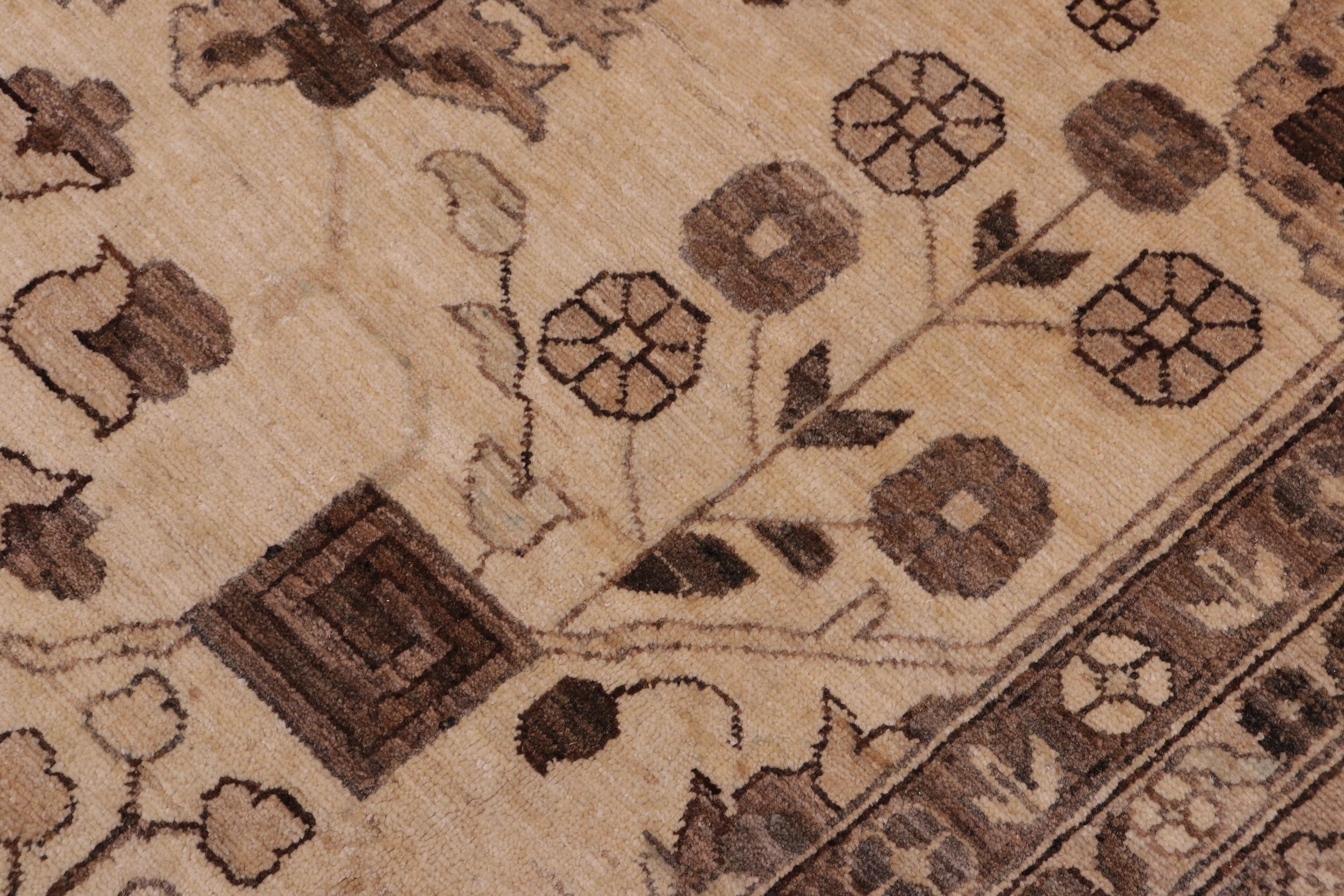 handmade Geometric Kafkaz Tan Ivory Hand Knotted RECTANGLE 100% WOOL area rug 10' x 14'