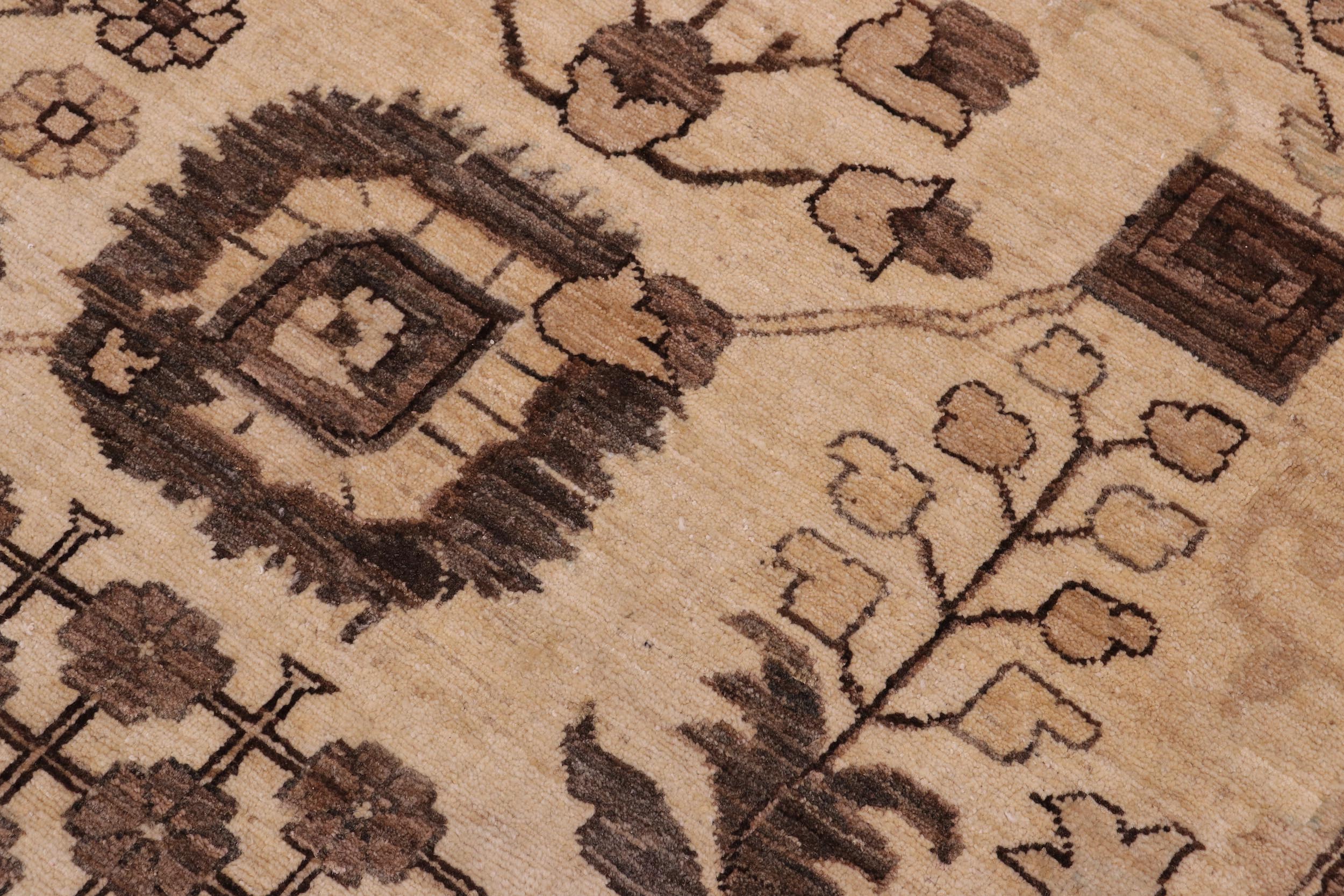 handmade Geometric Kafkaz Tan Ivory Hand Knotted RECTANGLE 100% WOOL area rug 10' x 14'