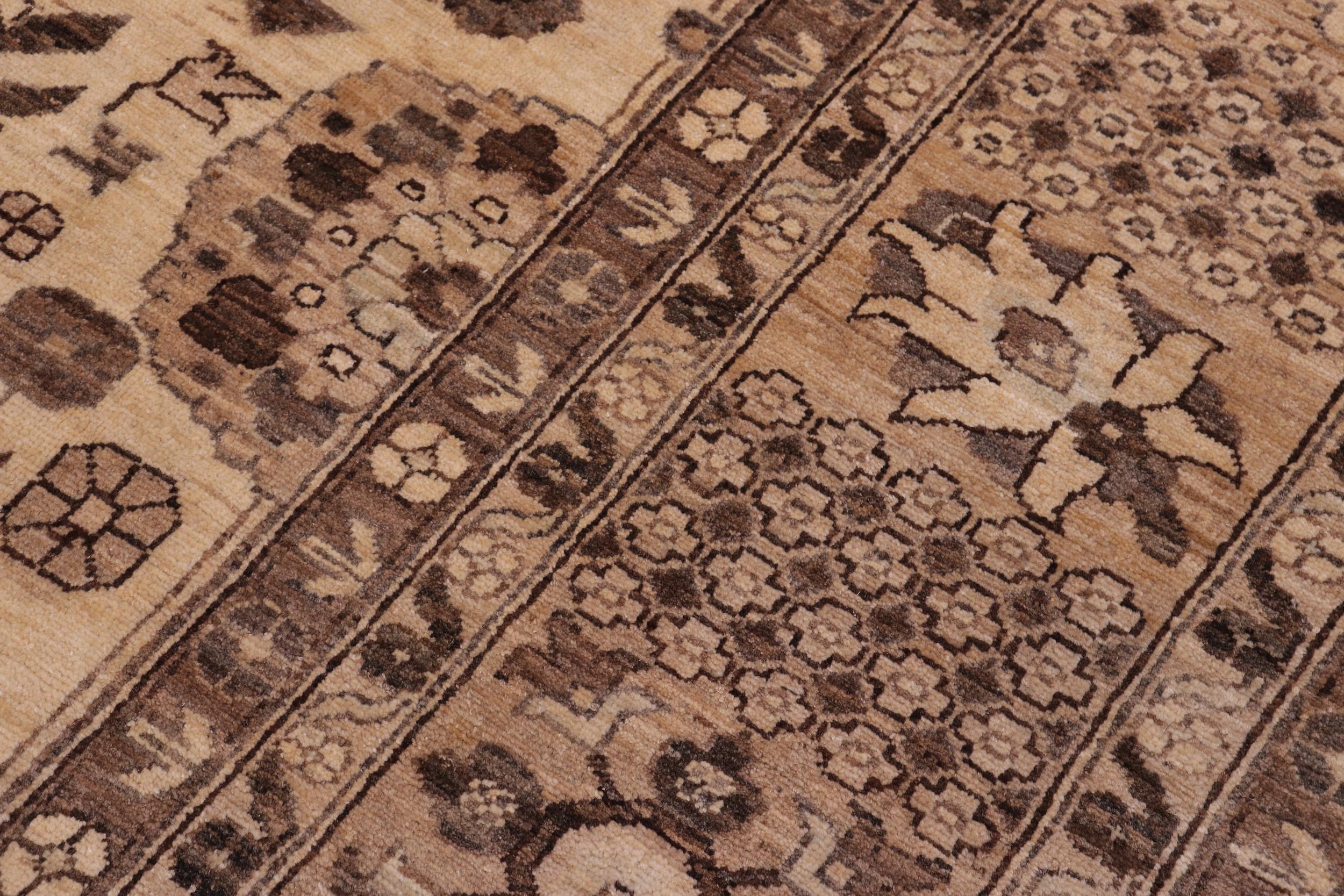 handmade Geometric Kafkaz Tan Ivory Hand Knotted RECTANGLE 100% WOOL area rug 10' x 14'