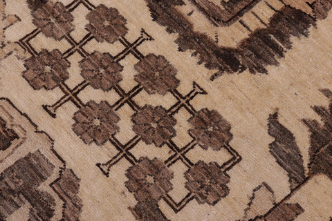 handmade Geometric Kafkaz Tan Ivory Hand Knotted RECTANGLE 100% WOOL area rug 10' x 14'