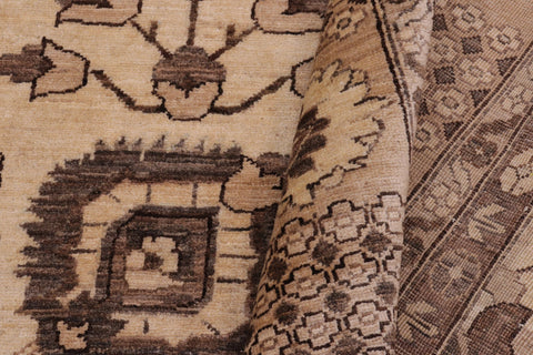 handmade Geometric Kafkaz Tan Ivory Hand Knotted RECTANGLE 100% WOOL area rug 10' x 14'