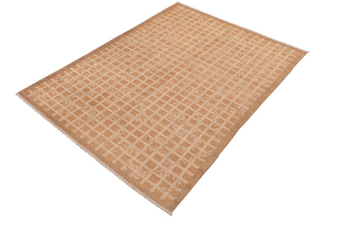handmade Modern Kafkaz Rust Tan Hand Knotted RECTANGLE 100% WOOL area rug 6' x 9'