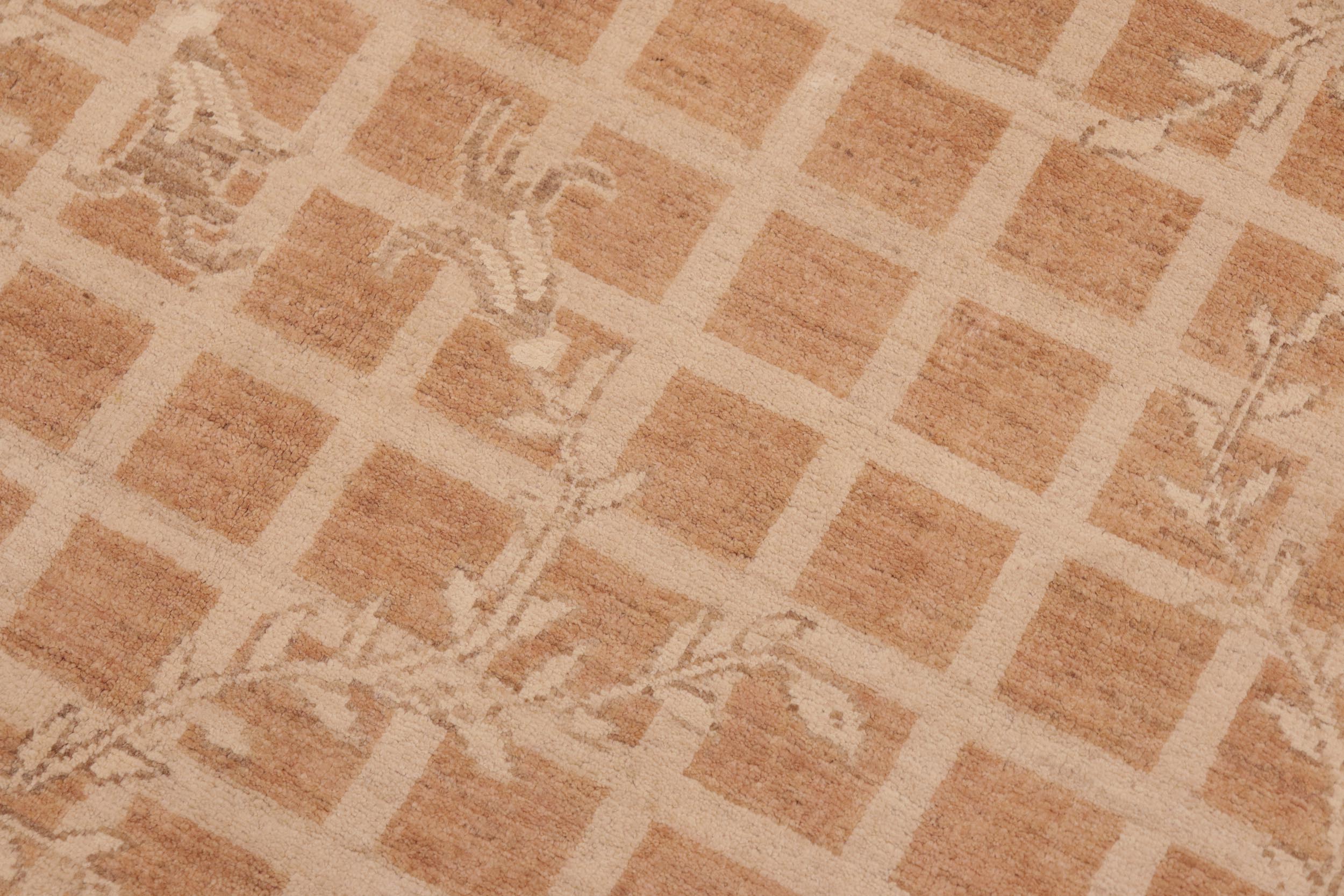 handmade Modern Kafkaz Rust Tan Hand Knotted RECTANGLE 100% WOOL area rug 6' x 9'