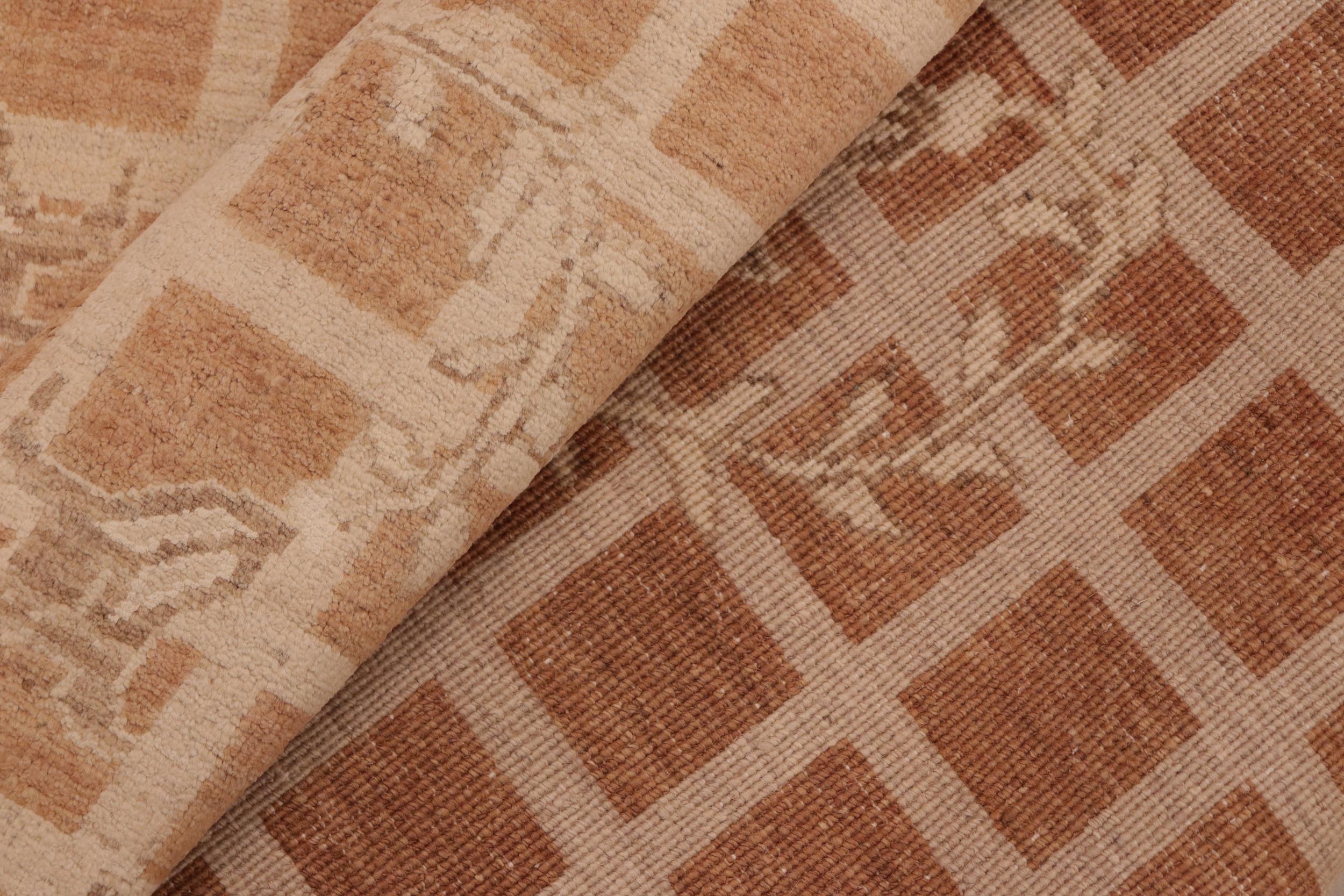 handmade Modern Kafkaz Rust Tan Hand Knotted RECTANGLE 100% WOOL area rug 6' x 9'