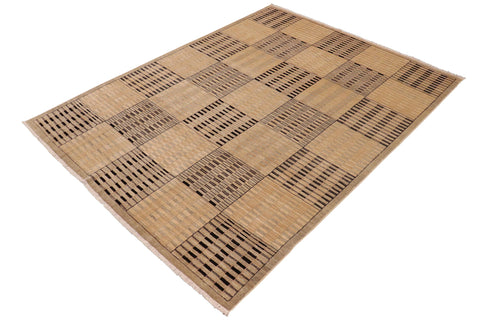 handmade Modern Gabbeh Green Tan Hand Knotted RECTANGLE 100% WOOL area rug 9' x 12'