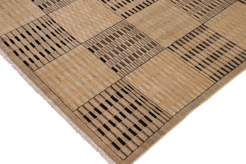 handmade Modern Gabbeh Green Tan Hand Knotted RECTANGLE 100% WOOL area rug 9' x 12'