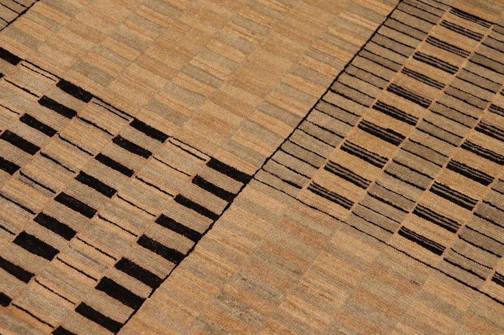 handmade Modern Gabbeh Green Tan Hand Knotted RECTANGLE 100% WOOL area rug 9 X12 