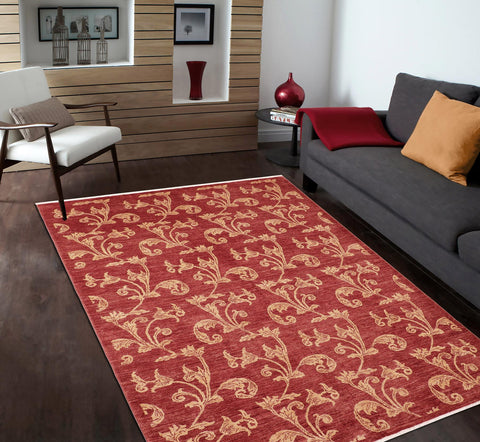 handmade Modern Kafkaz Red Gold Hand Knotted RECTANGLE 100% WOOL area rug 6' x 9'