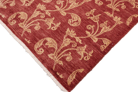 handmade Modern Kafkaz Red Gold Hand Knotted RECTANGLE 100% WOOL area rug 6' x 9'