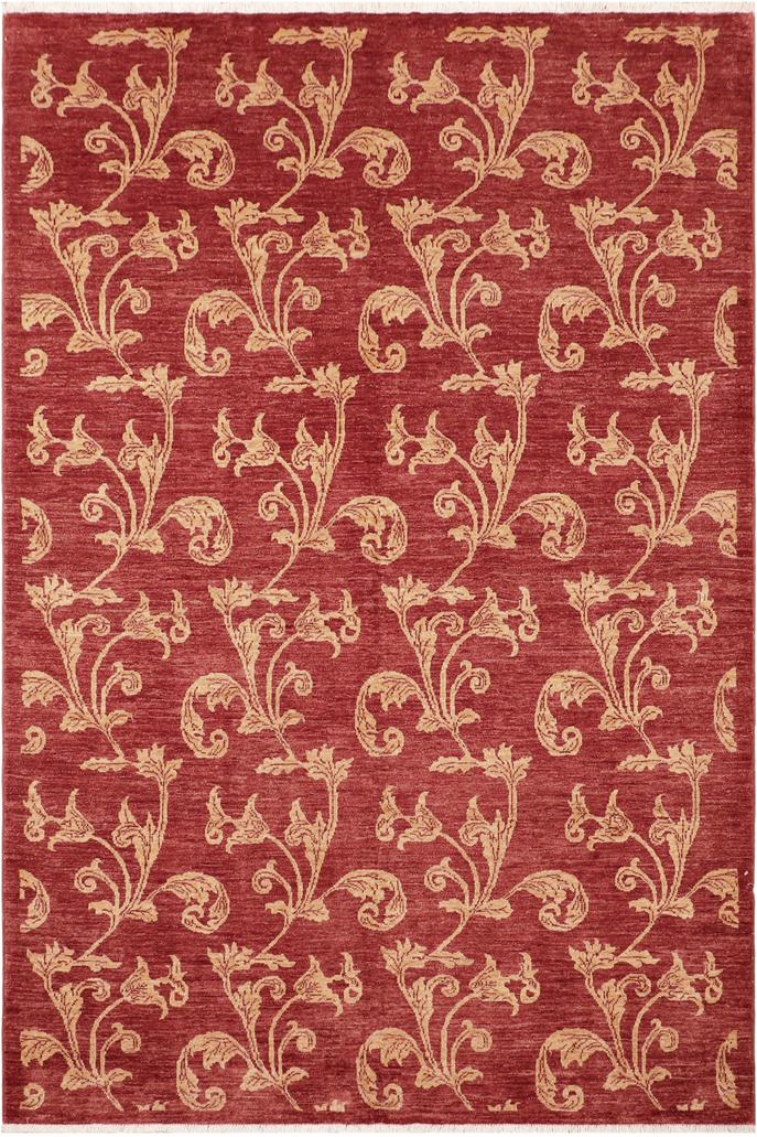 handmade Transitional Kafkaz Red Gold Hand Knotted RECTANGLE 100% WOOL area rug 6X9