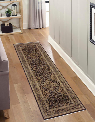 handmade Transitional Veg Dye Brown Tan Hand Knotted RUNNER 100% WOOL area rug 3' x 12'