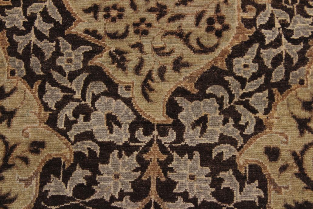 handmade Transitional Veg Dye Brown Tan Hand Knotted RUNNER 100% WOOL area rug 3'X12'