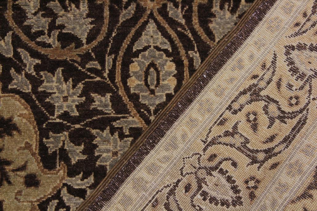 handmade Transitional Veg Dye Brown Tan Hand Knotted RUNNER 100% WOOL area rug 3'X12'