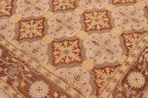handmade Transitional Kafkaz Beige Brown Hand Knotted RECTANGLE 100% WOOL area rug 6X9