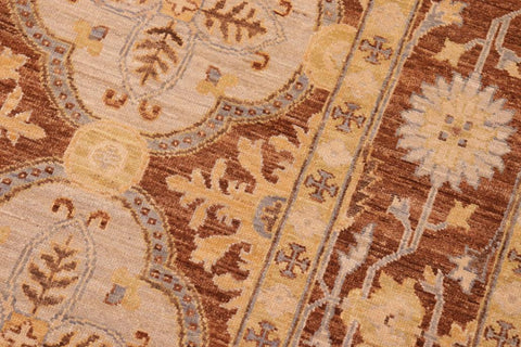 handmade Transitional Kafkaz Beige Brown Hand Knotted RECTANGLE 100% WOOL area rug 6X9
