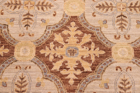 handmade Transitional Kafkaz Beige Brown Hand Knotted RECTANGLE 100% WOOL area rug 6' x 9'