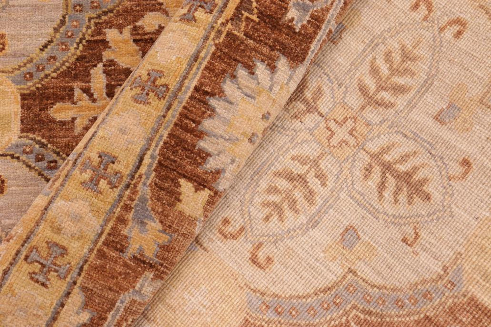 handmade Transitional Kafkaz Beige Brown Hand Knotted RECTANGLE 100% WOOL area rug 6X9