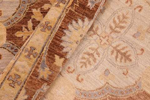 handmade Transitional Kafkaz Beige Brown Hand Knotted RECTANGLE 100% WOOL area rug 6X9