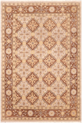 handmade Transitional Kafkaz Beige Brown Hand Knotted RECTANGLE 100% WOOL area rug 6X9