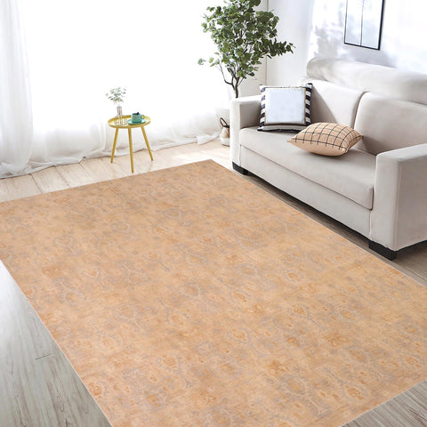 handmade Modern Kafkaz Beige Rust Hand Knotted RECTANGLE 100% WOOL area rug 8' x 10'
