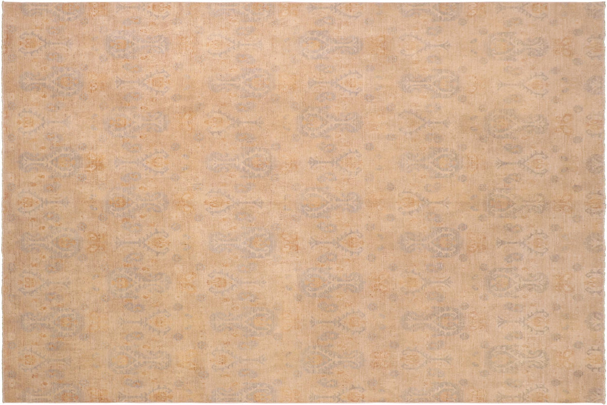 handmade Modern Kafkaz Beige Rust Hand Knotted RECTANGLE 100% WOOL area rug 8' x 10'