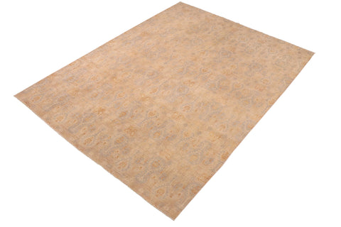handmade Modern Kafkaz Beige Rust Hand Knotted RECTANGLE 100% WOOL area rug 8' x 10'
