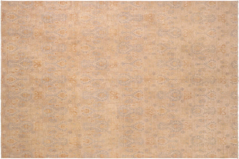 handmade Modern Kafkaz Beige Rust Hand Knotted RECTANGLE 100% WOOL area rug 8' x 10'