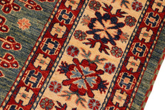 handmade Geometric Super Kazak Green Beige Hand Knotted RECTANGLE 100% WOOL area rug 7X10