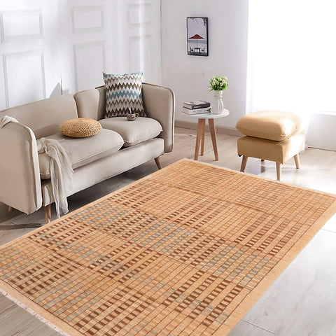 handmade Modern Kafkaz Tan Brown Hand Knotted RECTANGLE 100% WOOL area rug 6' x 9'