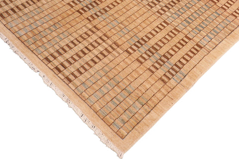 handmade Modern Kafkaz Tan Brown Hand Knotted RECTANGLE 100% WOOL area rug 6' x 9'