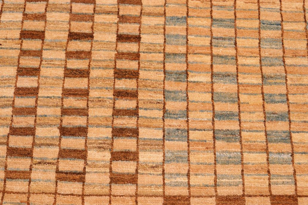 handmade Modern Kafkaz Tan Brown Hand Knotted RECTANGLE 100% WOOL area rug 6 X9 