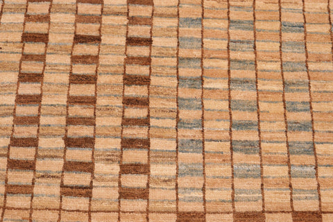 handmade Modern Kafkaz Tan Brown Hand Knotted RECTANGLE 100% WOOL area rug 6' x 9'