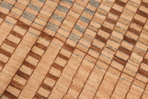 handmade Modern Kafkaz Tan Brown Hand Knotted RECTANGLE 100% WOOL area rug 6' x 9'